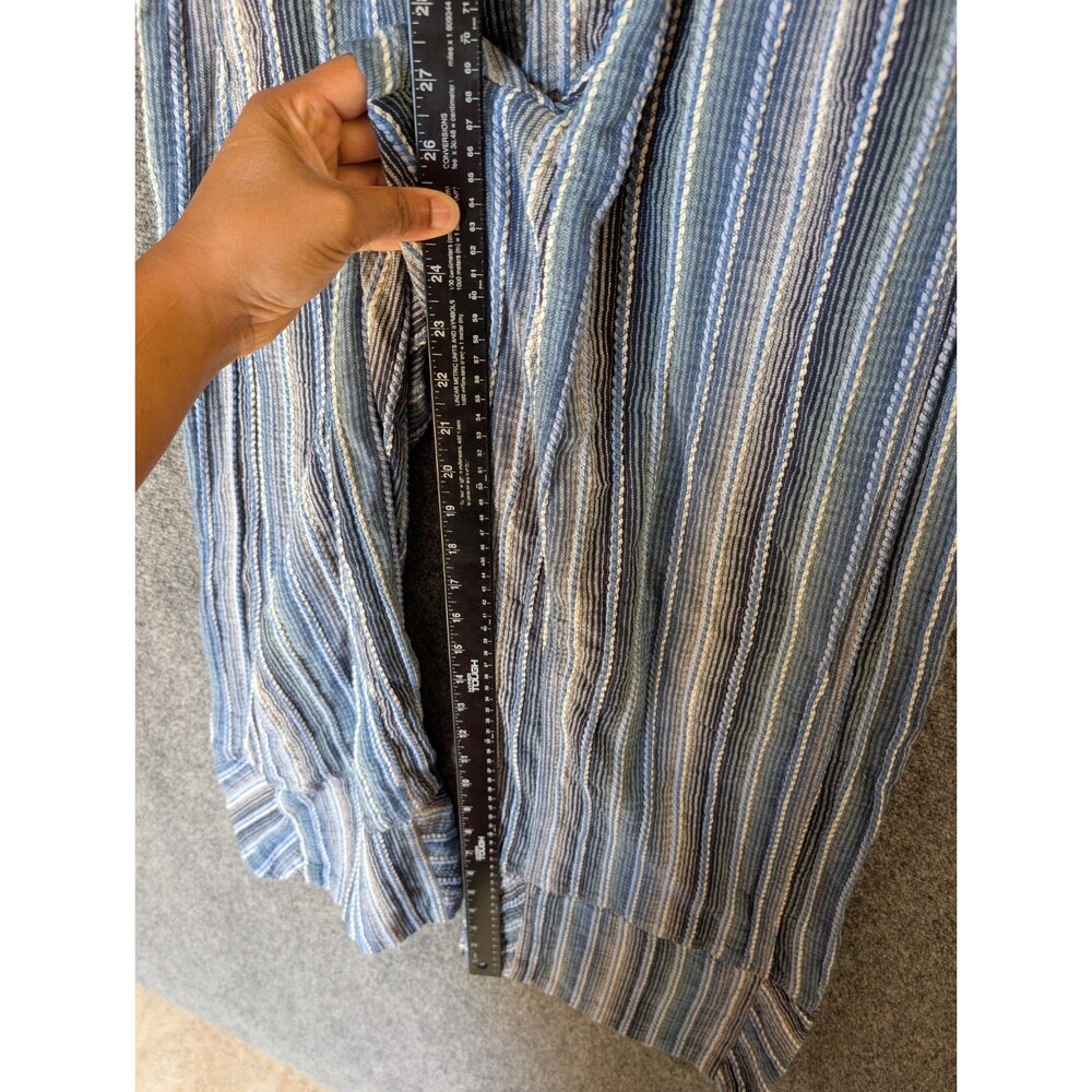 Free People Days End Cotton/Linen Stripe Pants Small Wide Leg Blue - Picture 10 of 12